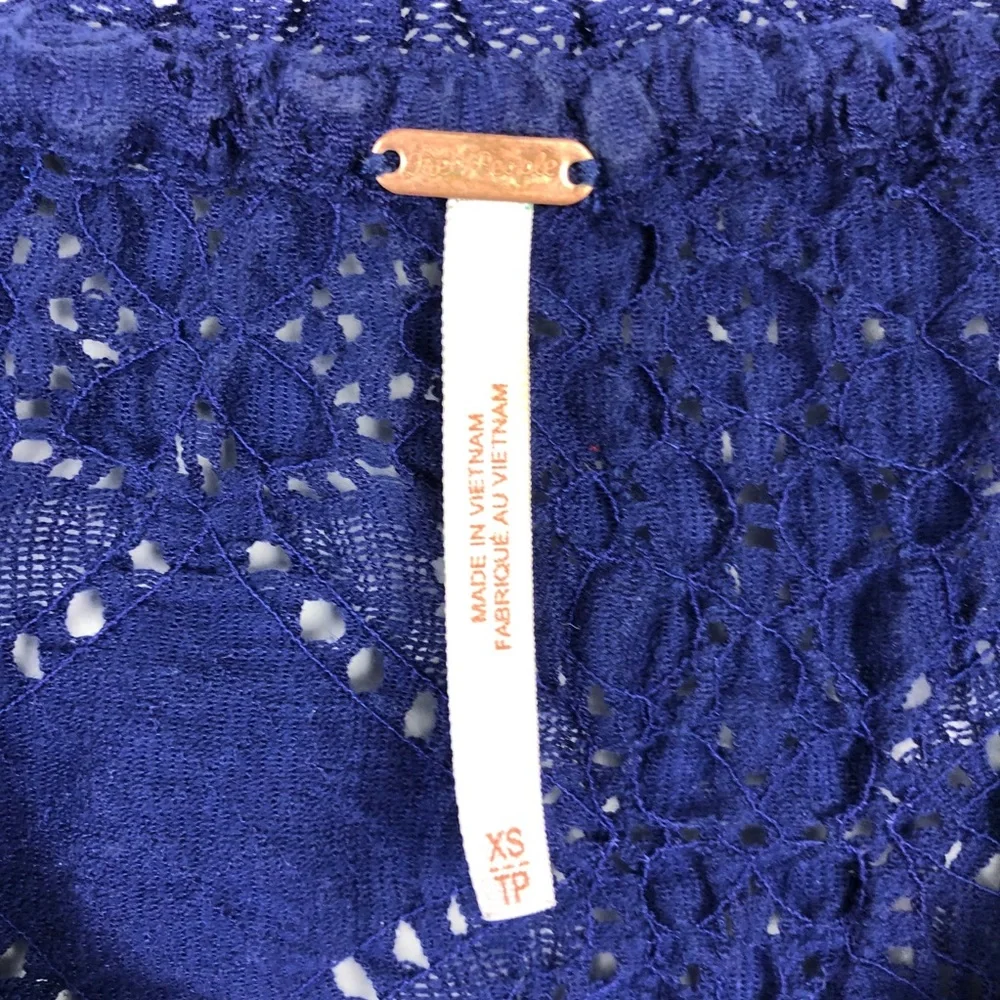 Free People Blue Lace Long Sleeve Top